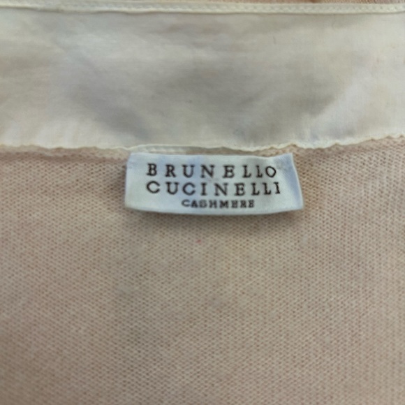 Brunello Cucinelli Cashmere Light Pink V-Neck Sweater - Picture 3 of 6